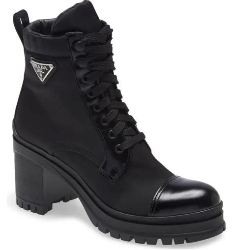 prada banana heel boots|prada block heel combat boots.